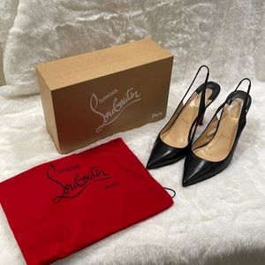 Christian Louboutin Apostrophy Slingbacks 100 in black kid leather.  Euro 41